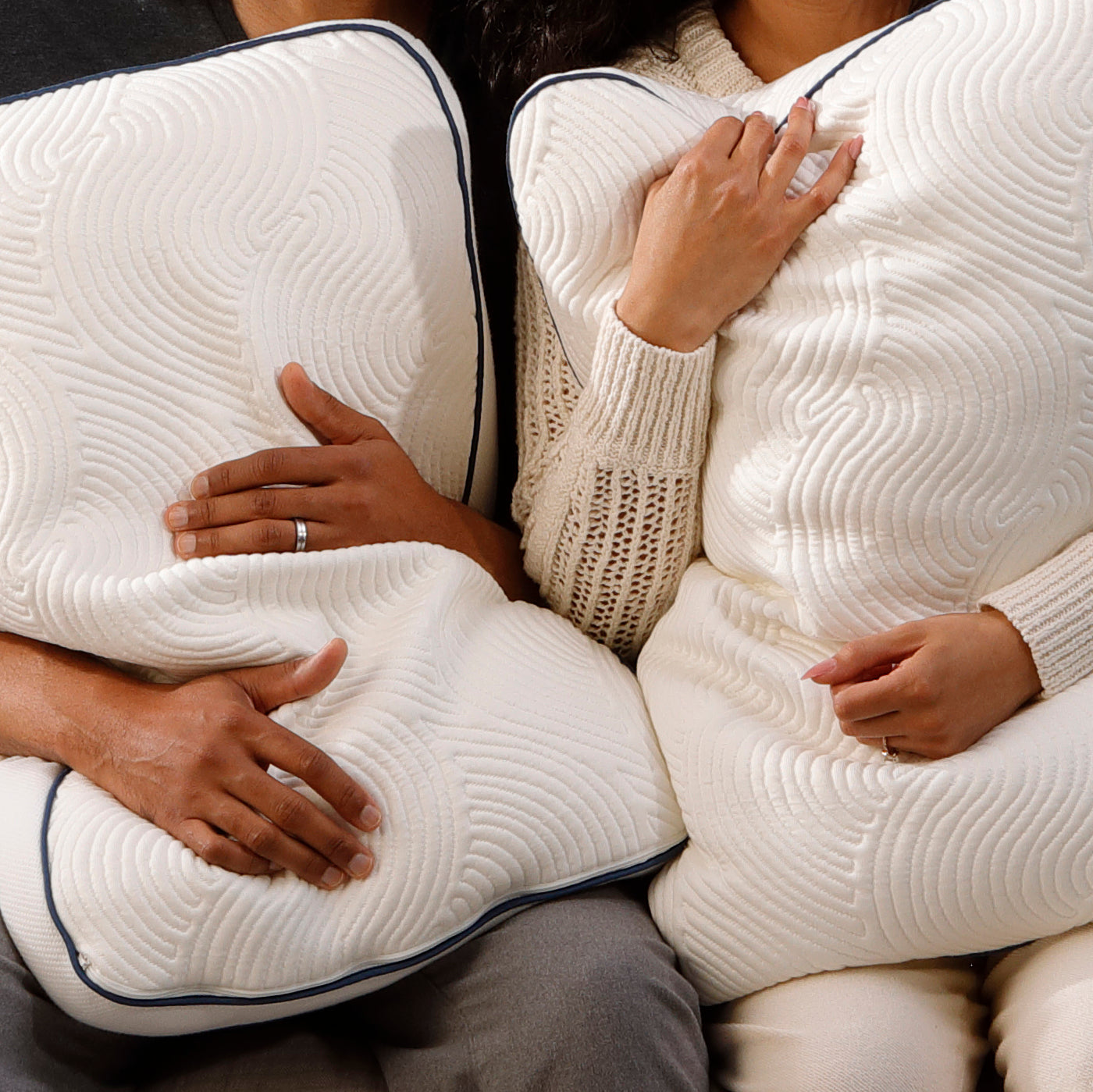 Two people hugging soft Parallel Pillows