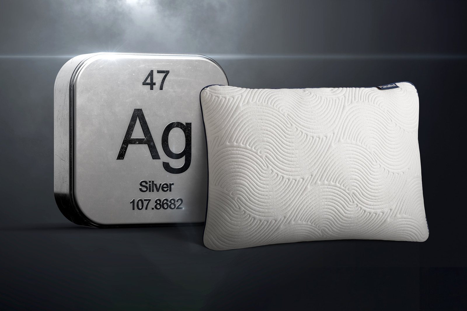 Image showing Parallel Pillow beside AG graphic depicting the element Silver.